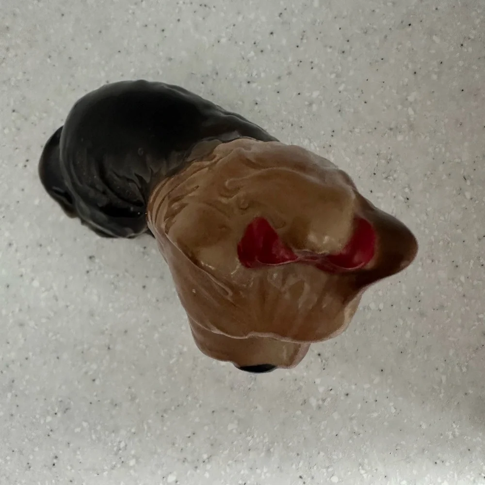 Vintage Bone China Yorkshire Terrier Dog Figurine with Red Bow! Collectible